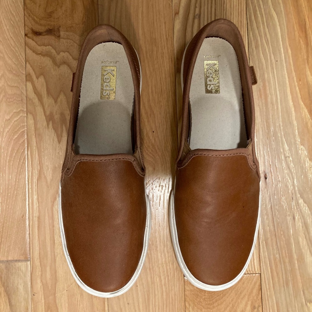 Keds leather slip on shoes